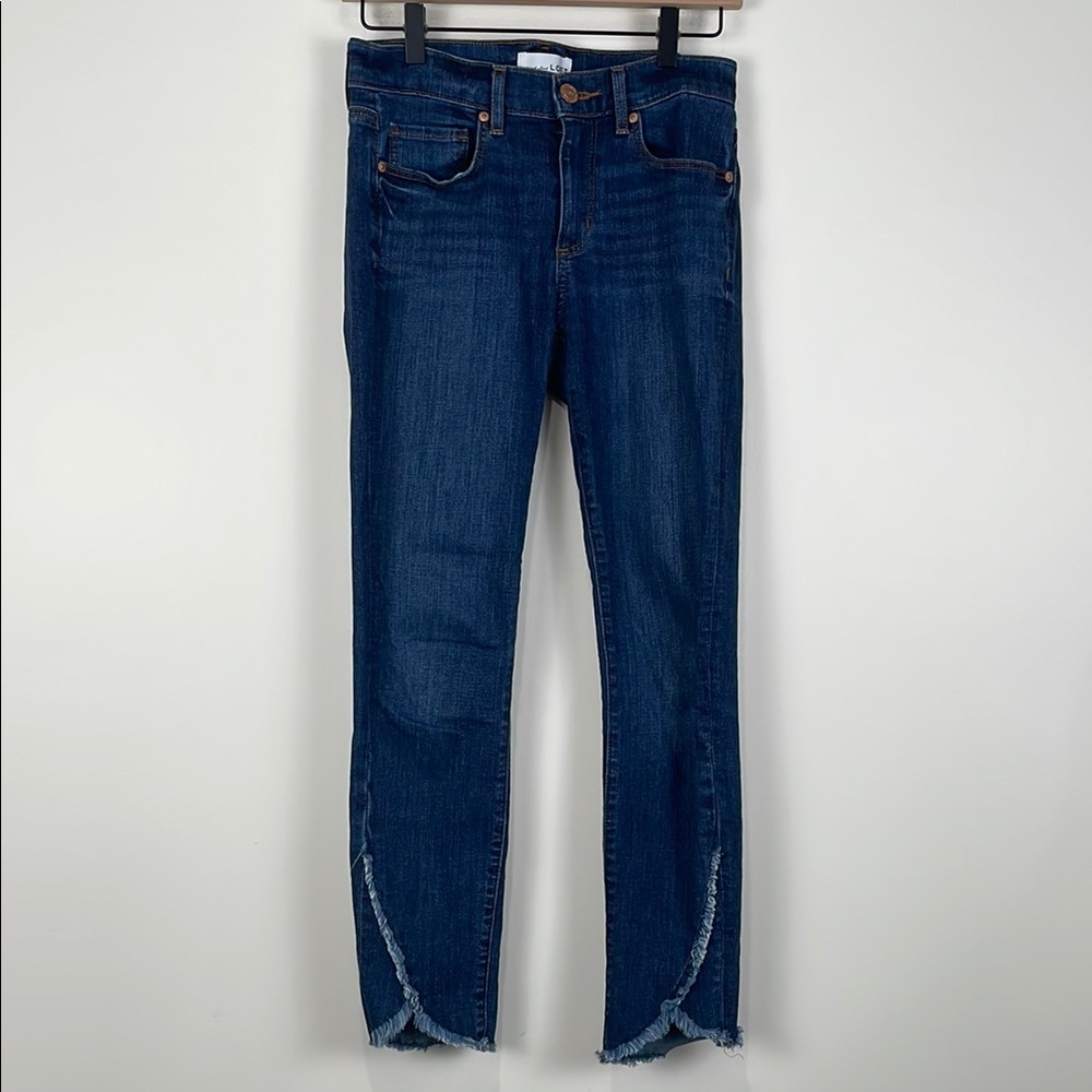 Loft Jeans Women’s 2/26 Dark Wash Skinny Asymmetrical Hem